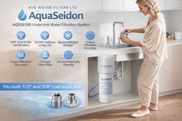 Aquaseidon AQ55515R Water Filter Under-Sink Coconut Carbon installed - Image 3